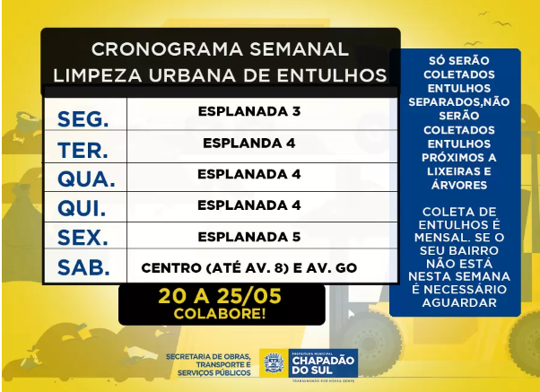 Imagem de compartilhamento para o artigo Separe seu lixo: confira o Cronograma de Limpeza Urbana de Chapadão do Sul da MS Todo dia